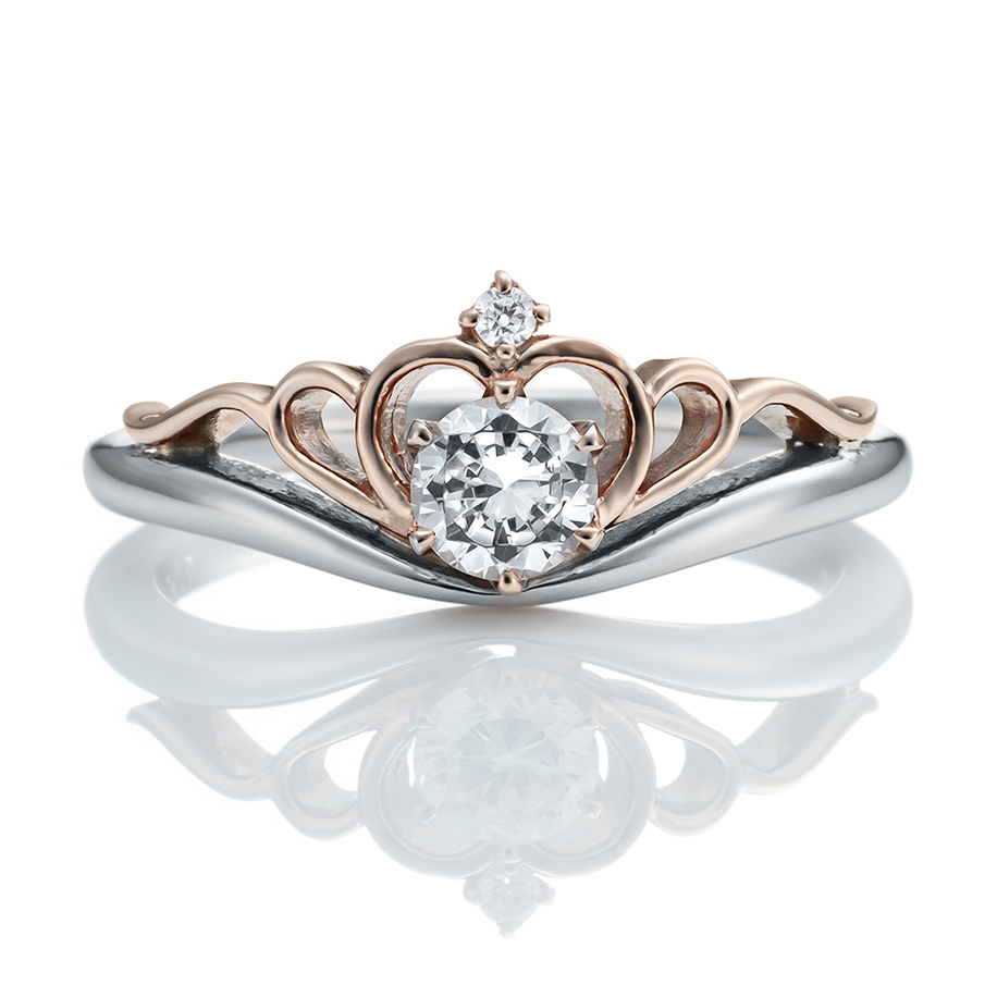 コンビカラーのティアラ型婚約指輪 | 結婚指輪 手作り.com
